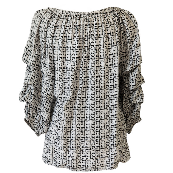 Cubism Los Angeles Ruched 3/4 Sleeve Off Shoulder Blouse - Size L - Picture 4 of 6